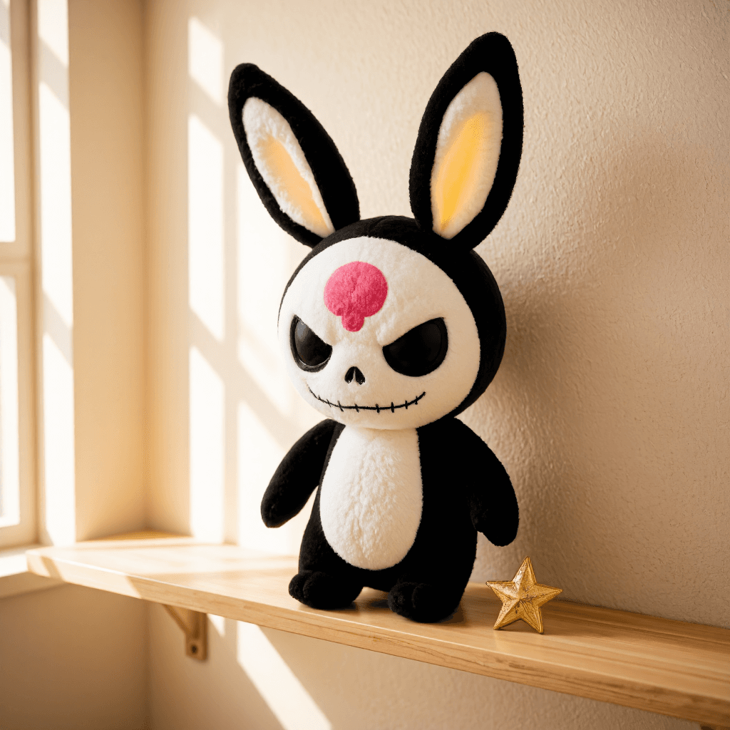 product photography of a plush toy of a character from a popular franchise, designed to light up