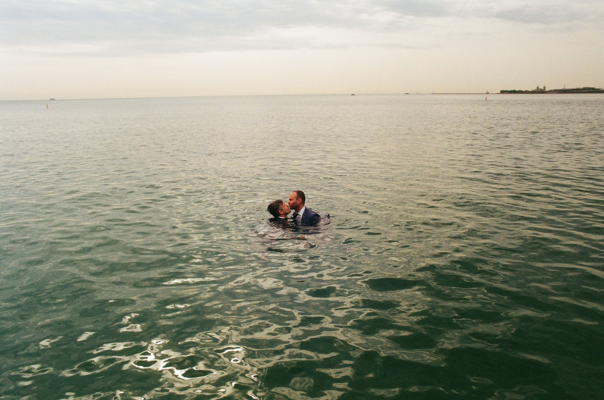 Woman with fur stole and jeans from above