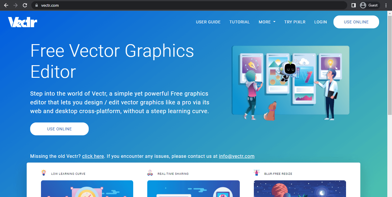 vectr landing page