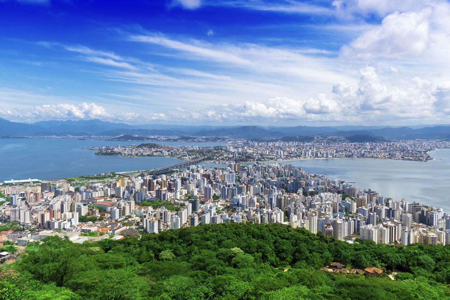 Areal view of Florianopolis, the startup capital of Brazil
