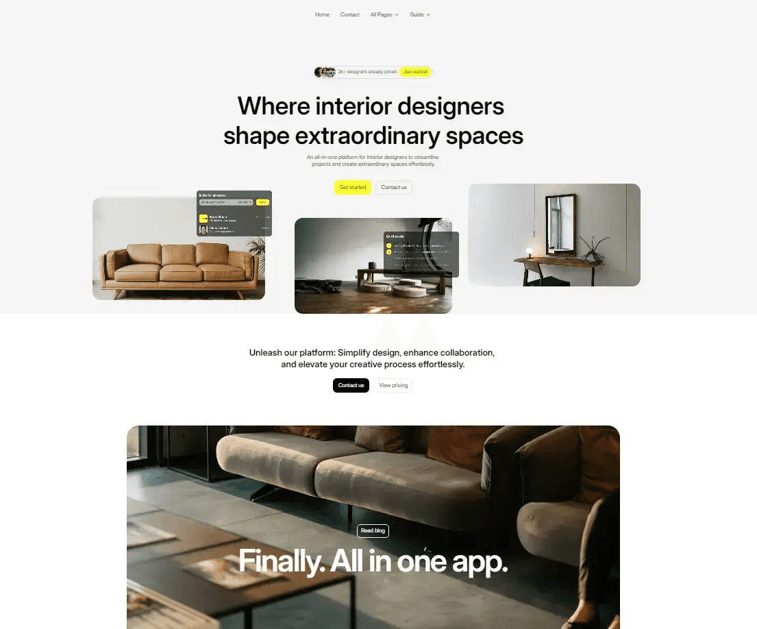 Un site internet d'une agence de design intérieur.