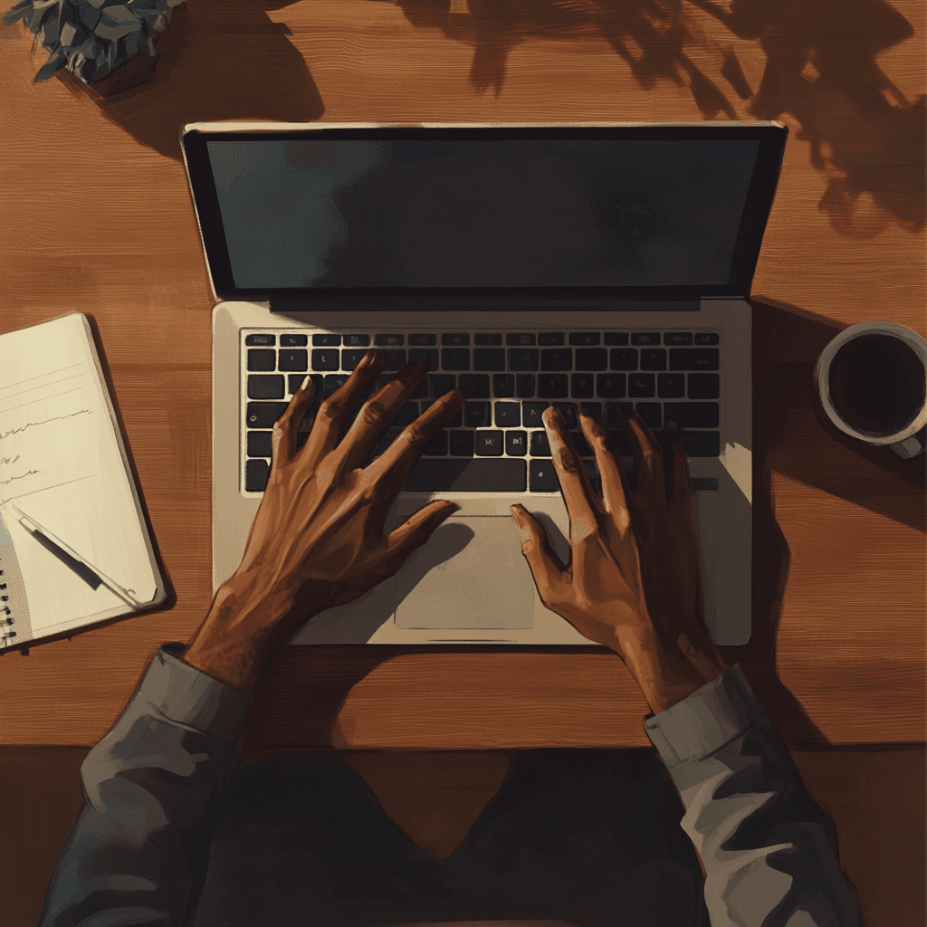 Person in a white off-shoulder top using a MacBook laptop, with text overlay 'What's new in digital?' and the fabrica® logo in the top corner.