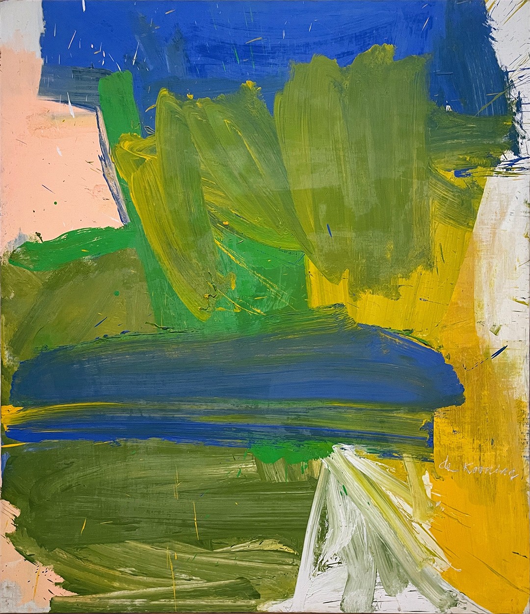 Abstract streaks of orange and blue light