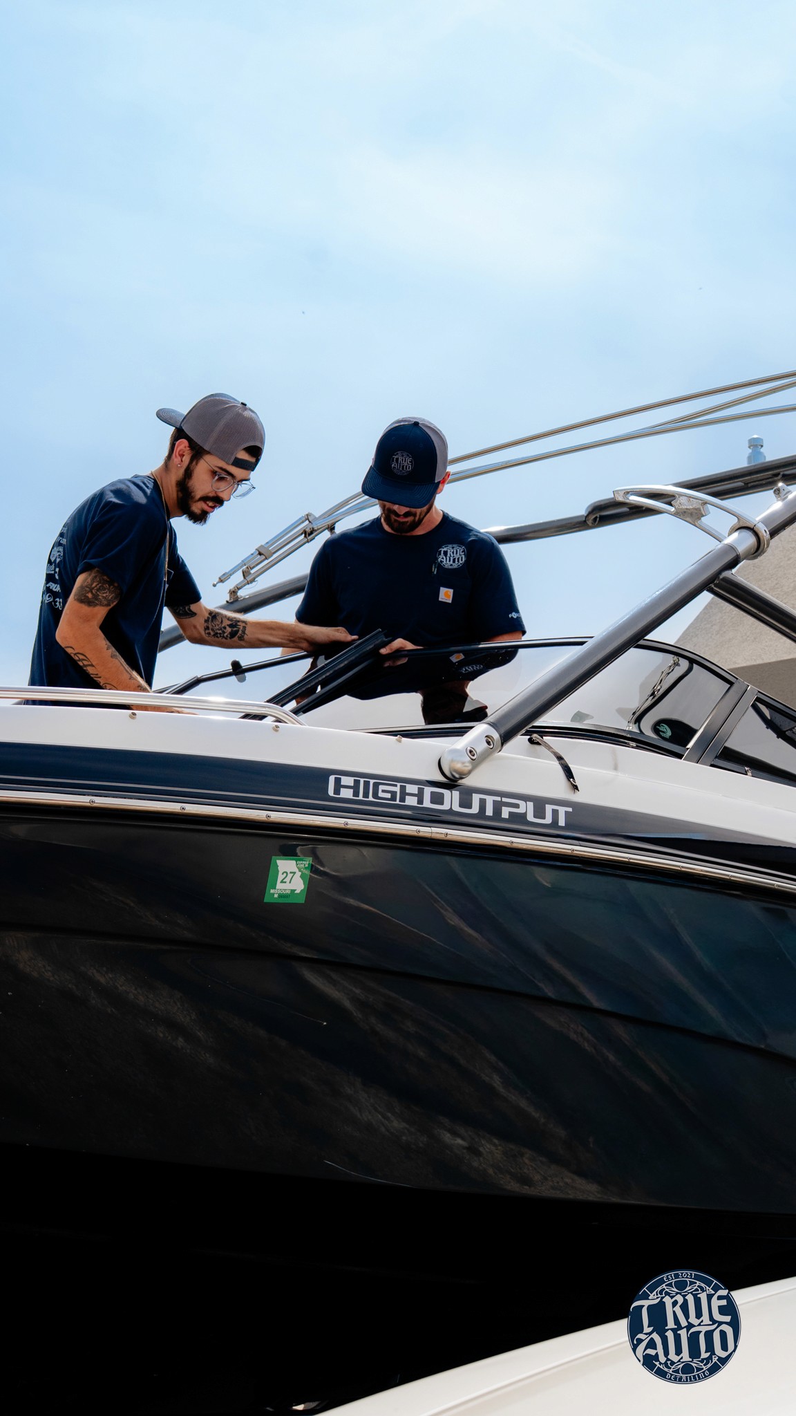 Boat getting windows tinted