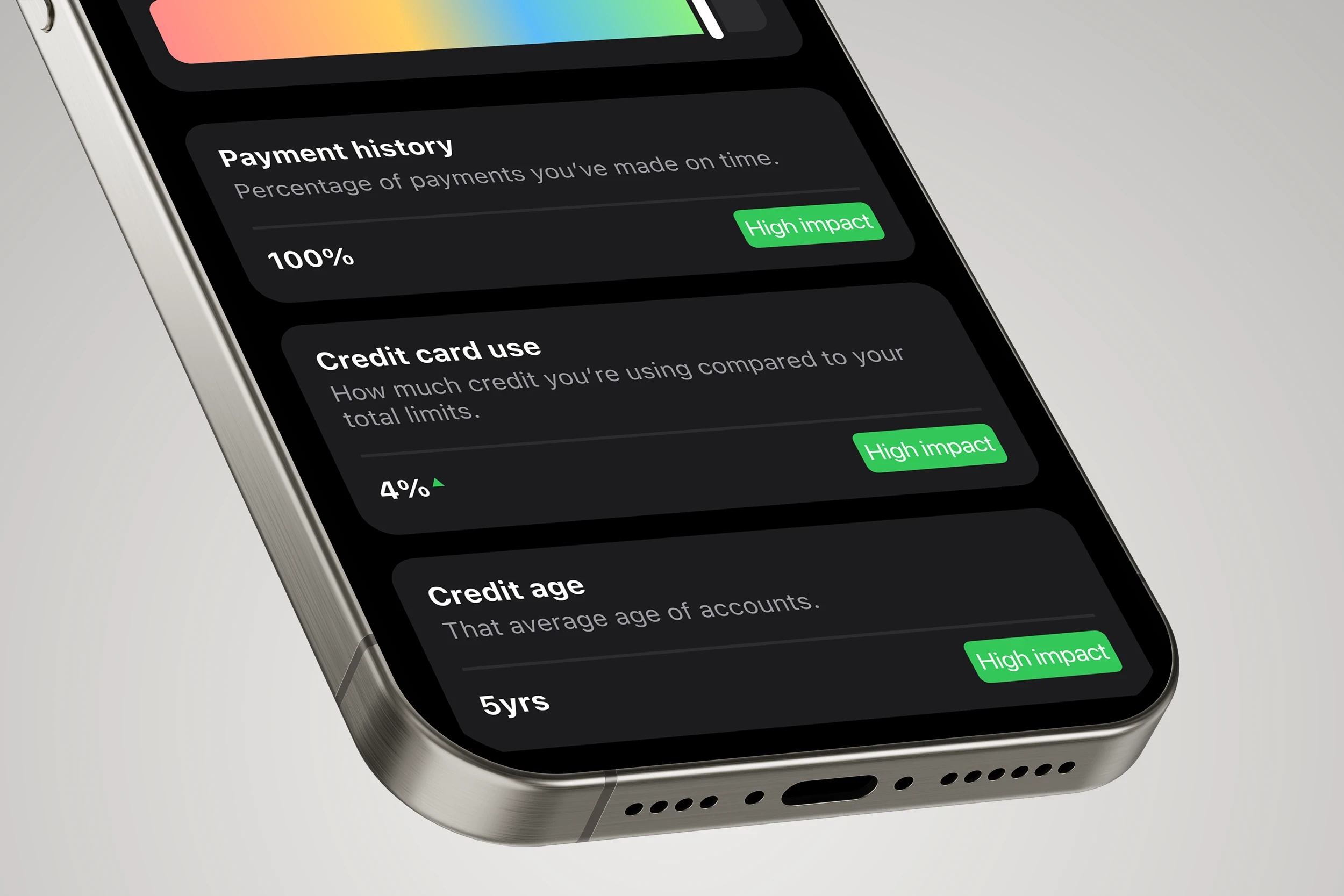 Close-up of floating phone with app interface.
