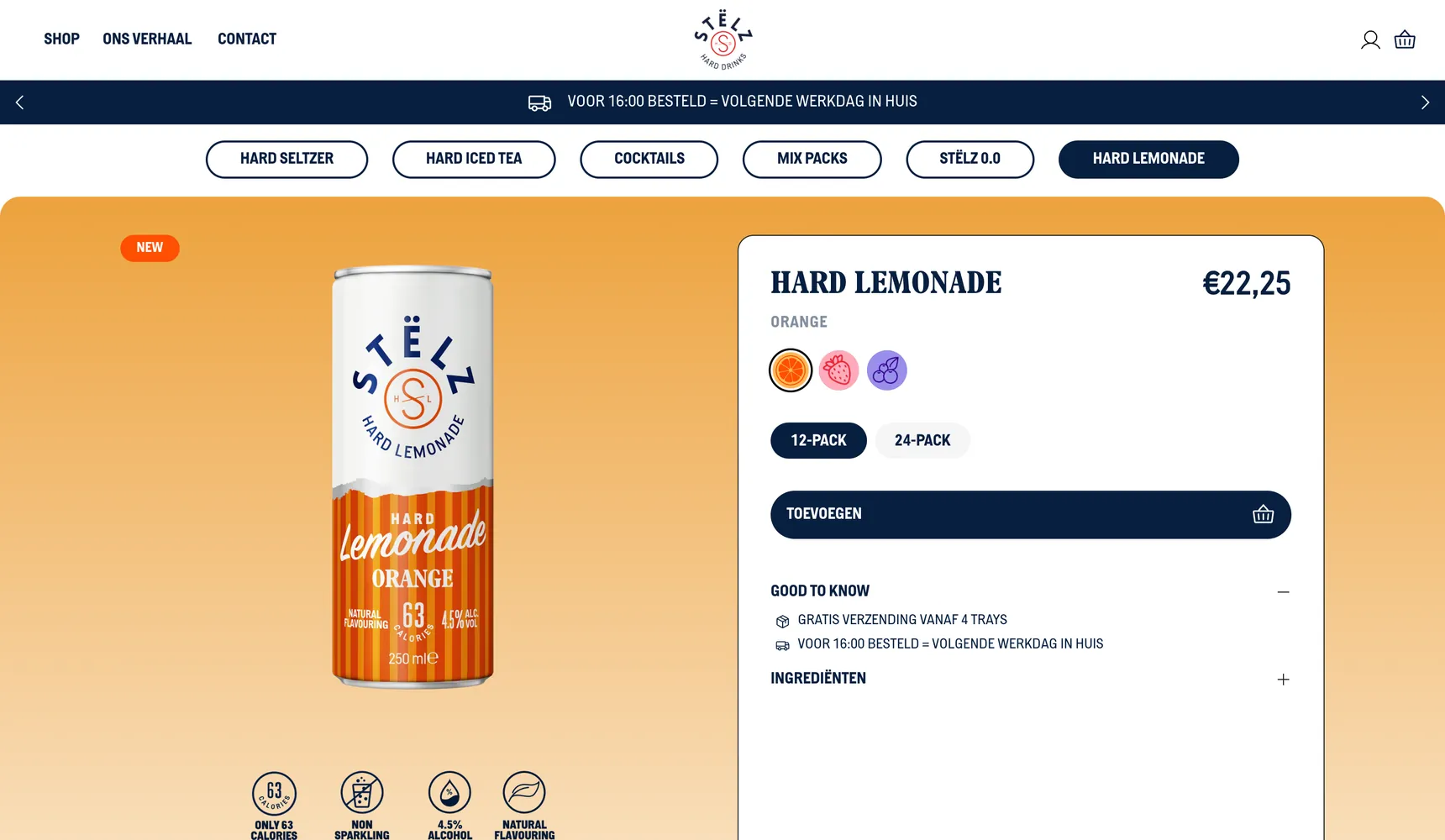 Product page of the STËLZ webshop
