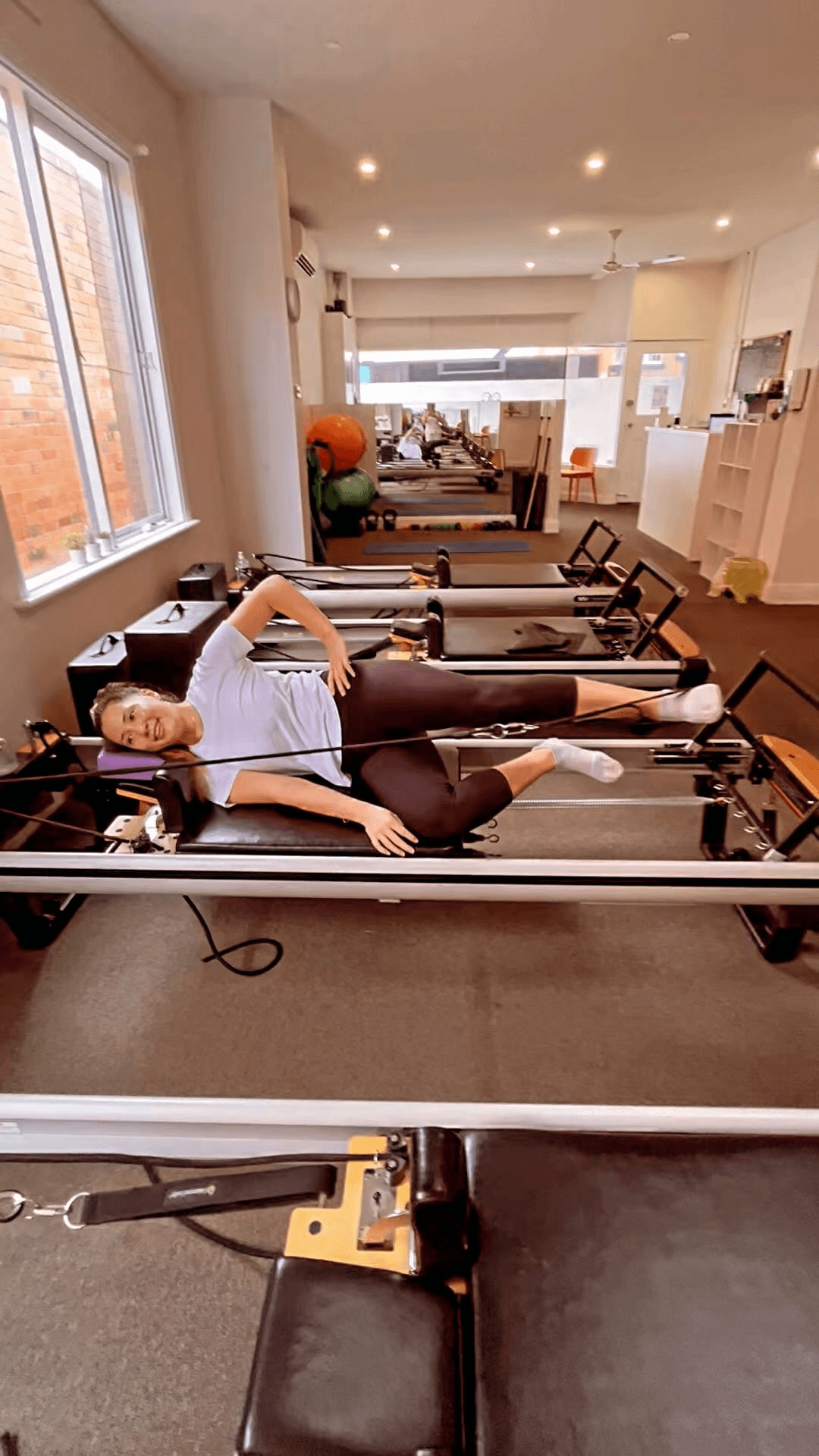 Pilates Reformer Leg Exercises - hip abduction in straps