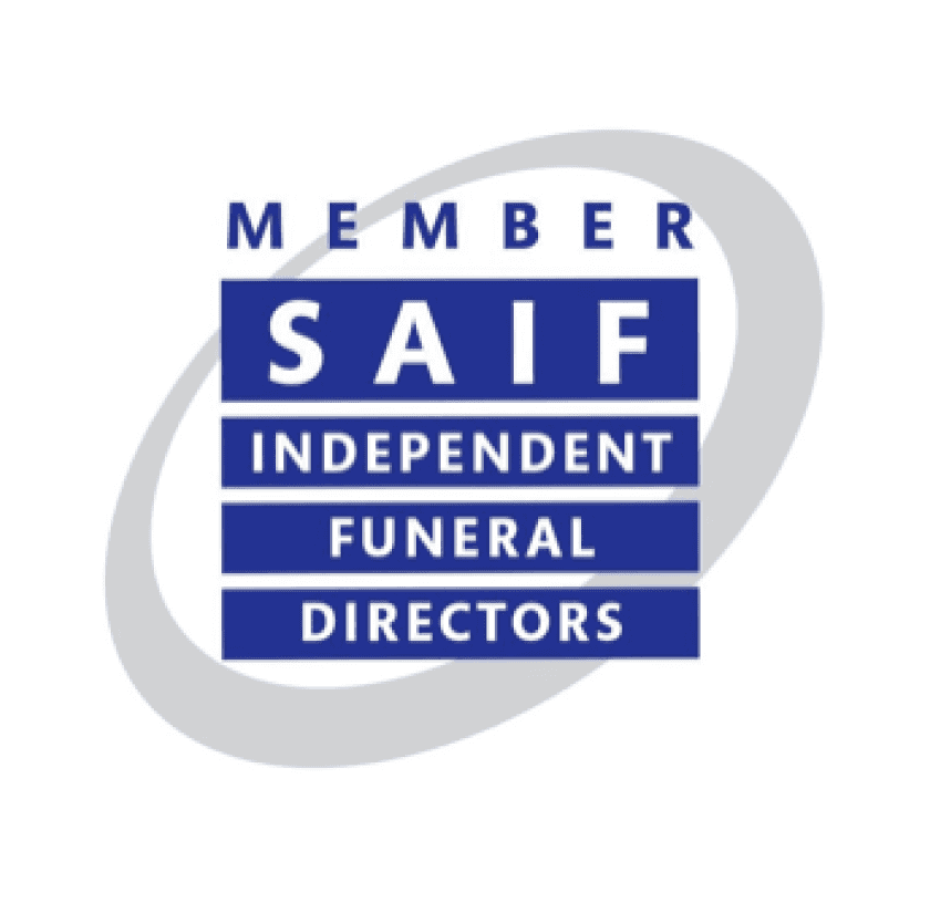 Member of SAIF independent funeral directors badge.