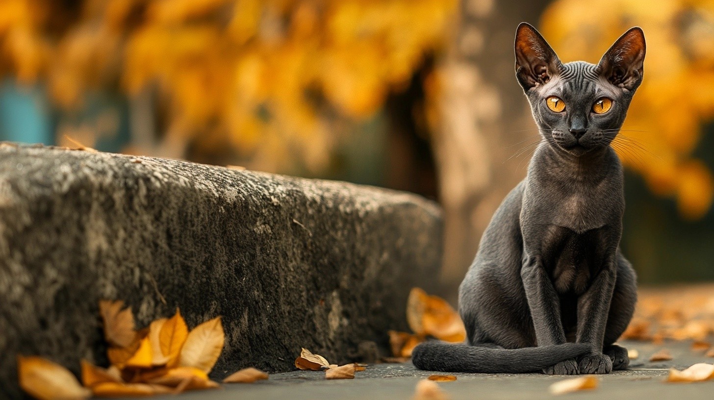 An unusual cat in fall