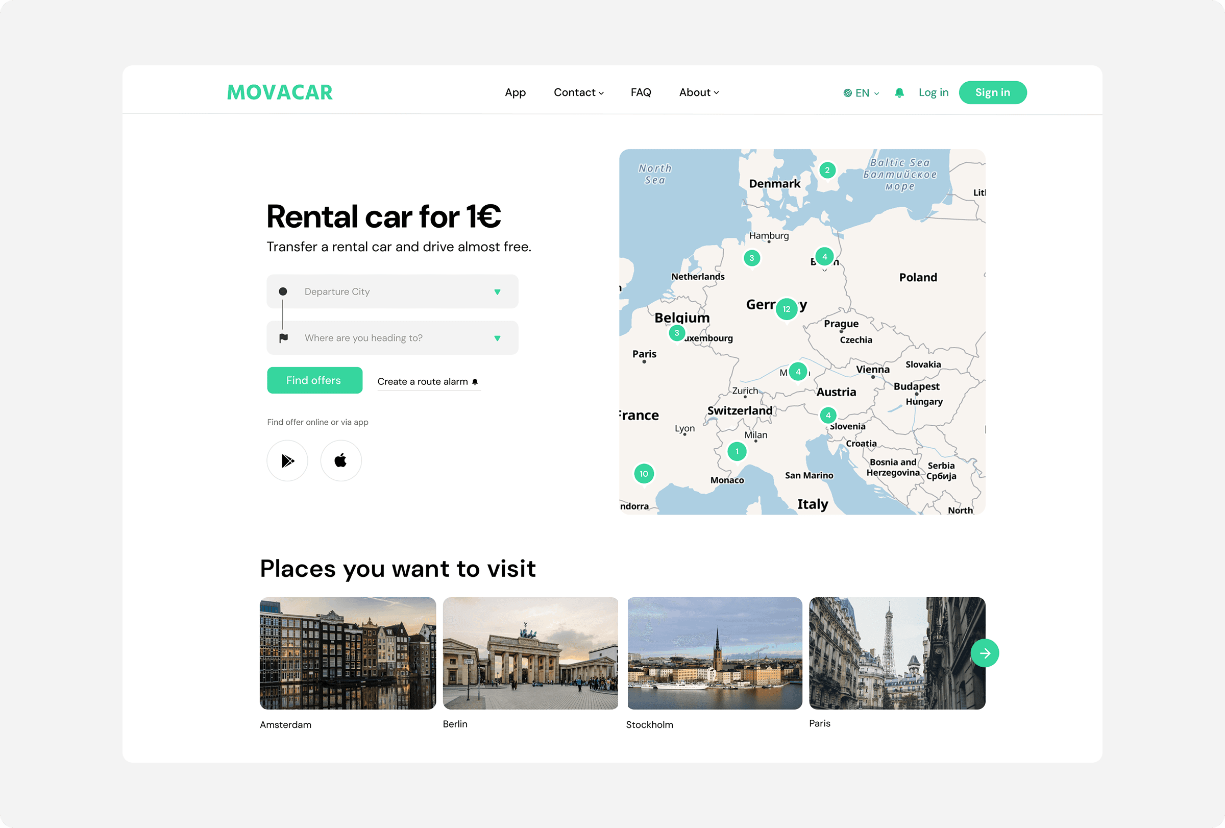 Movacar Hero Section Example