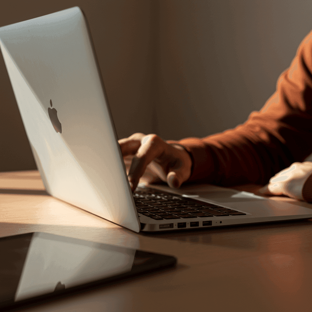Man working on a laptop at a desk