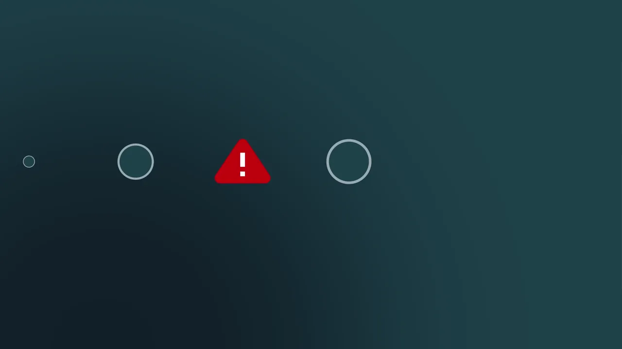 A row of order steps on dark teal, one marked with a red warning