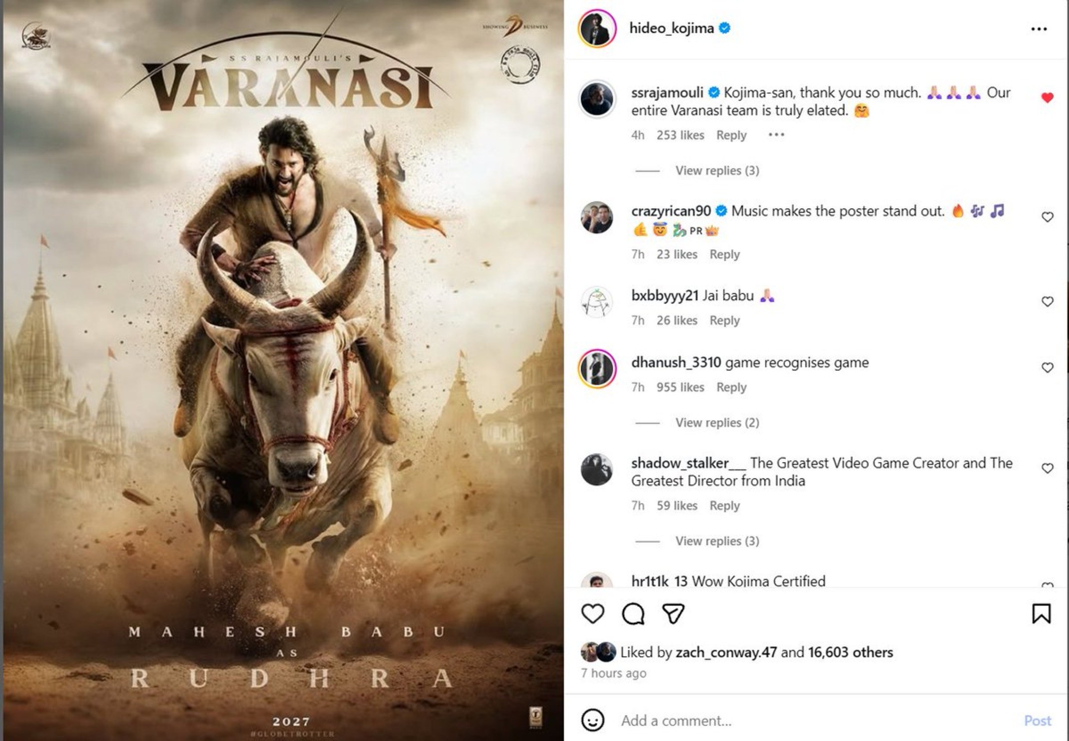 Hideo Kojima, Varanasi movie, Mahesh Babu, SS Rajamouli, Kojima Varanasi post, Kojima Instagram post, Kojima X post, Kojima India, Varanasi teaser, Varanasi poster, Rajamouli new movie, Varanasi Mahesh Babu teaser, Kojima collaboration rumors, Kojima Rajamouli meeting, Kojima Indian film, Kojima Varanasi speculation, Varanasi movie cast, Varanasi film update, Kojima Productions, Rajamouli Hollywood crossover, Mahesh Babu new movie, Indian cinema news, gaming director Kojima, Kojima viral post, Kojima trending India, Varanasi film hype, Kojima movie involvement, Kojima film rumors, Varanasi global reactions, Kojima fan theories, Kojima social media trend, Varanasi announcement, Varanasi official poster, Varanasi film details, Hideo Kojima trending, Varanasi Kojima link, Kojima Rajamouli collab theory, Varanasi release news, Kojima viral tweet, Kojima reacts to Varanasi, Kojima supports Indian cinema, Mahesh Babu global recognition, Varanasi movie buzz, Varanasi hype worldwide, Kojima fandom reaction, Kojima industry speculation, Kojima behind the scenes rumor