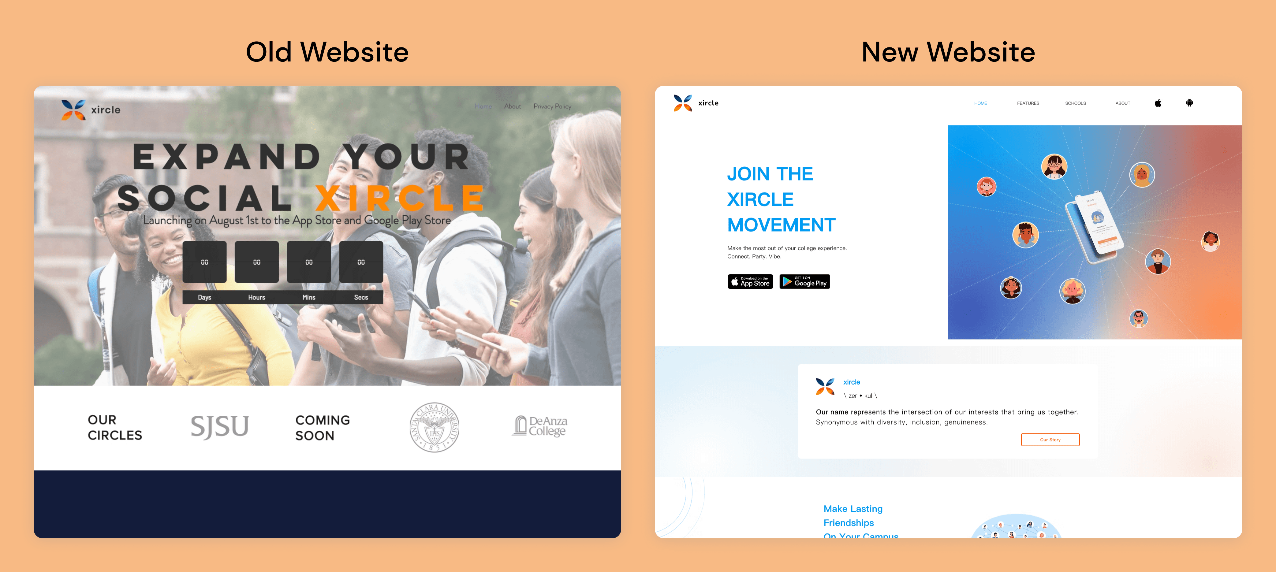 Xircle Old vs New Website
