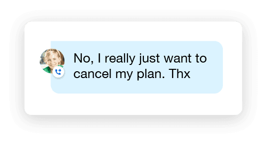 Agent Assist triggering an automated action to cancel the caller's plan