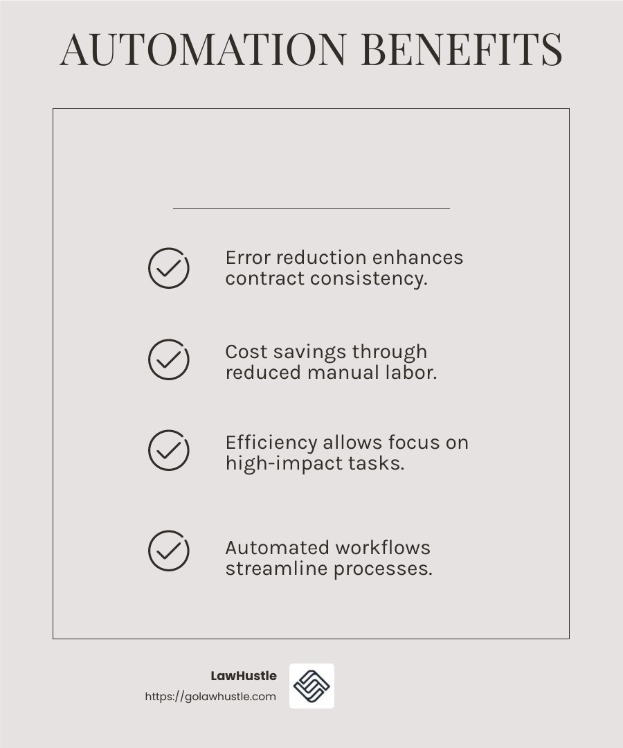 Automation reduces errors and boosts efficiency - legal operations automation infographic checklist-light-beige