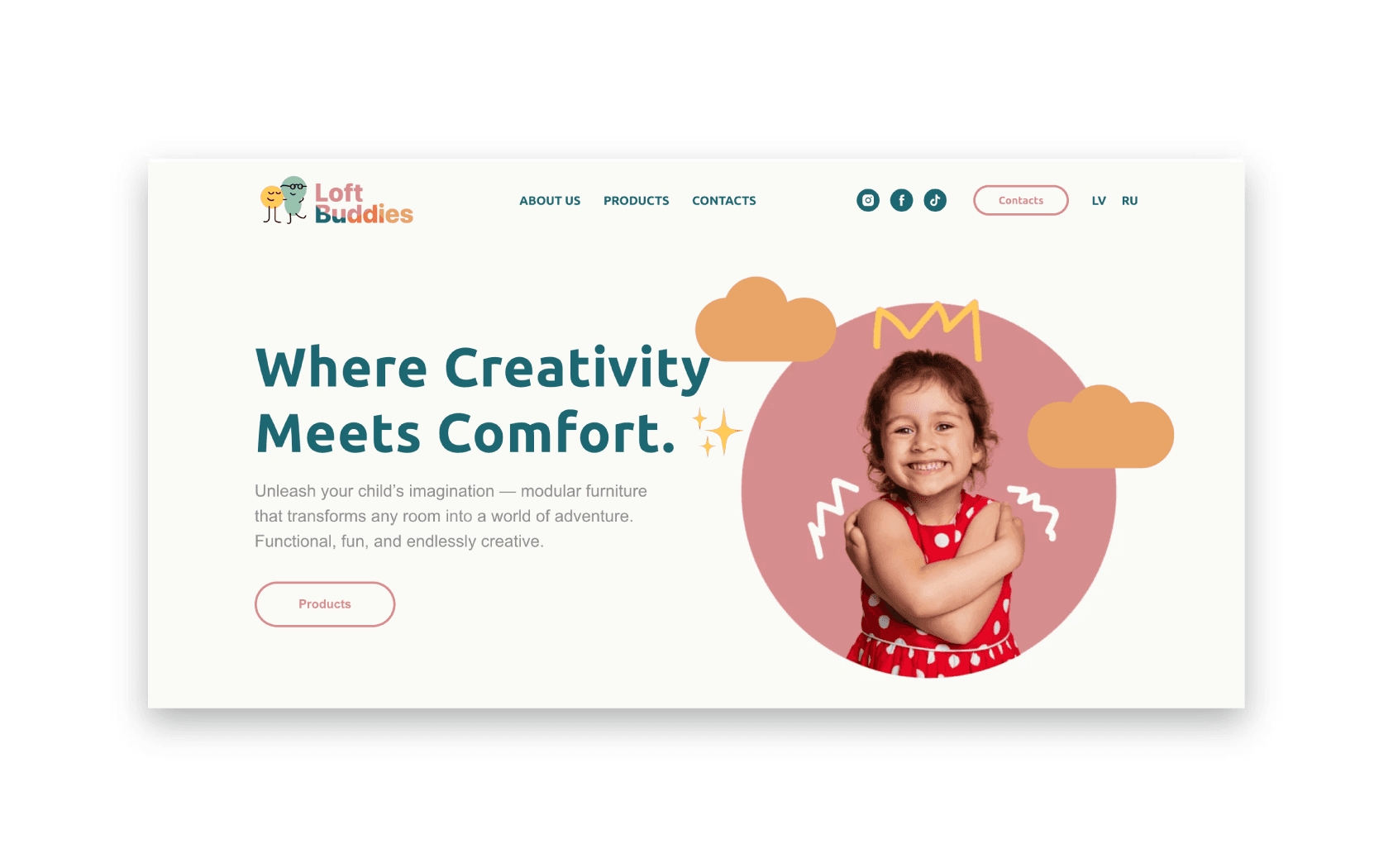 Loft Buddies children's furniture website design shown on tablet and phone by ReachBeyond