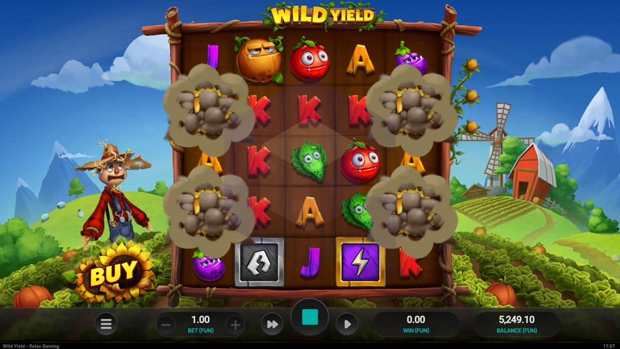 Wild Yield : exemple de symboles météo et d’effets déclenchés sur la grille