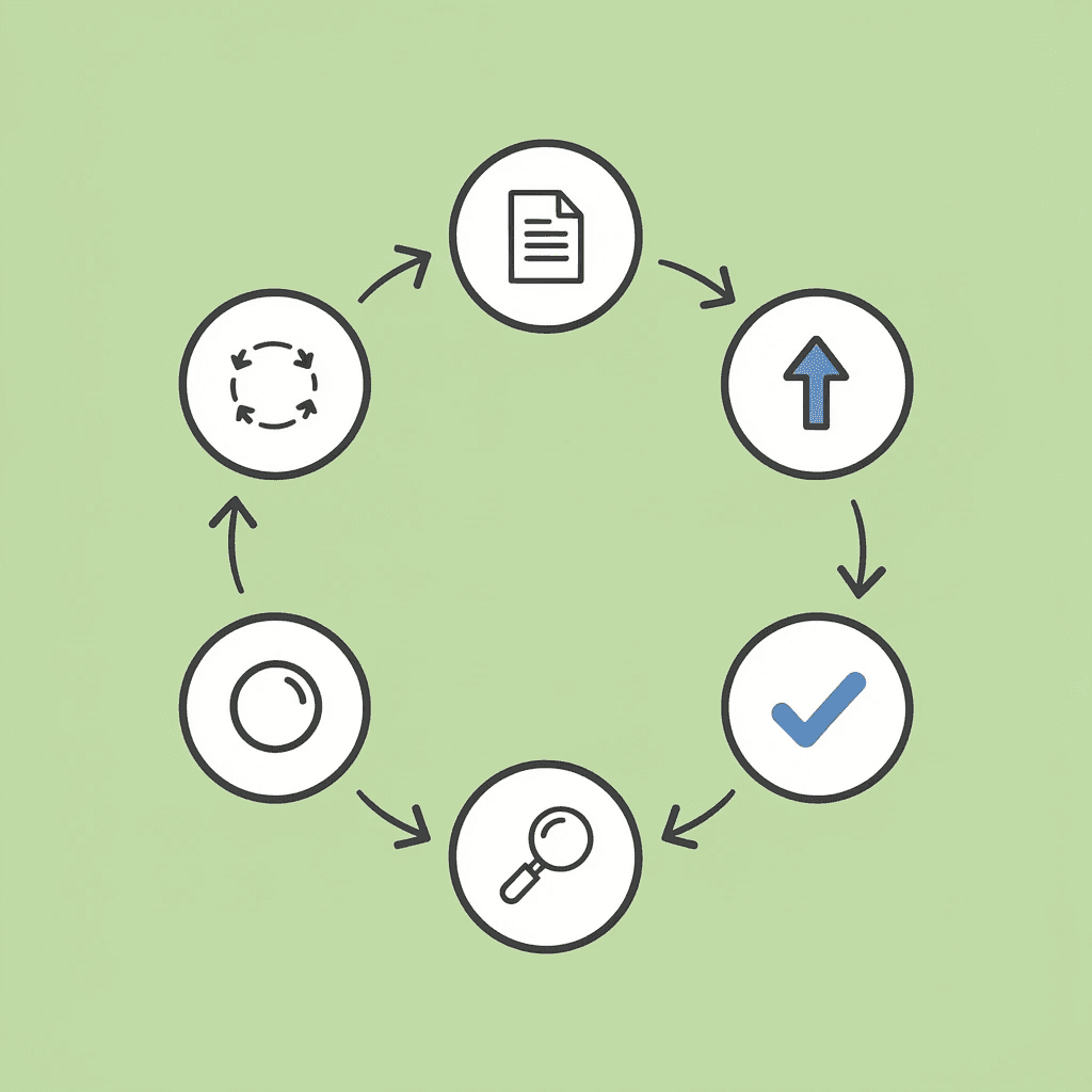  Five-step circular process showing how scholarship strategy repeats and improves with each application cycle