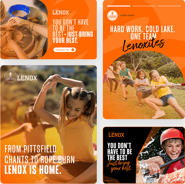 Vibrant summer camp website design collage by RJP.design — creative web design agency in NYC specializing in website design and digital marketing for youth programs and outdoor brands.