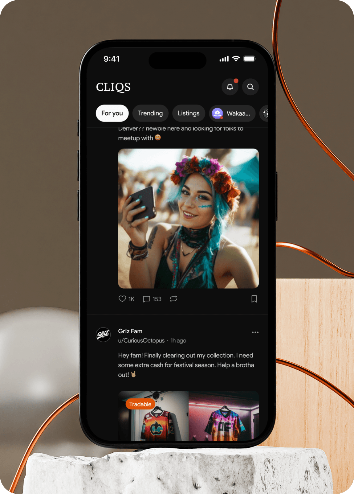 Cliqs mobile app mockup