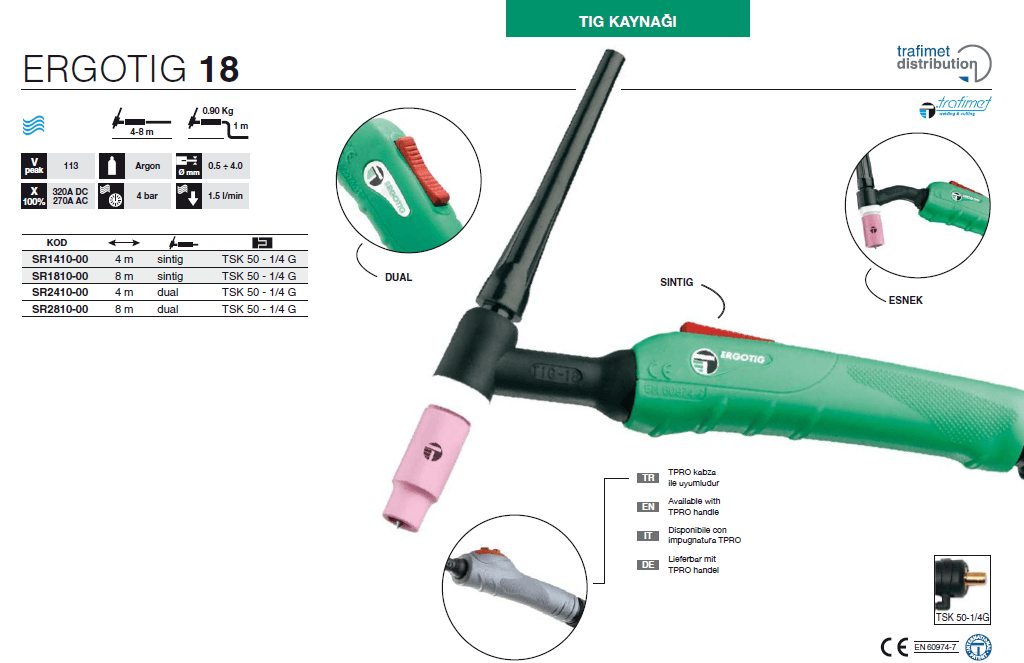 Trafimet Tig Torç ERGOTIG 18