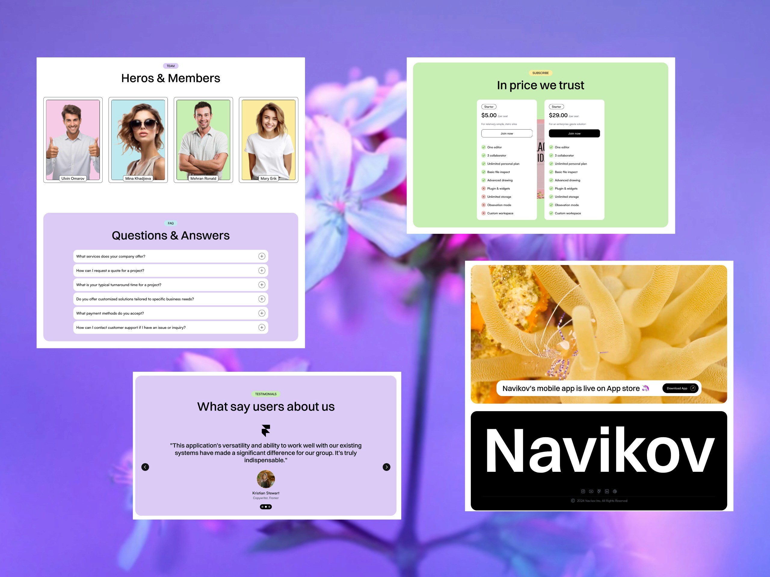 Navikov Framer template mockups