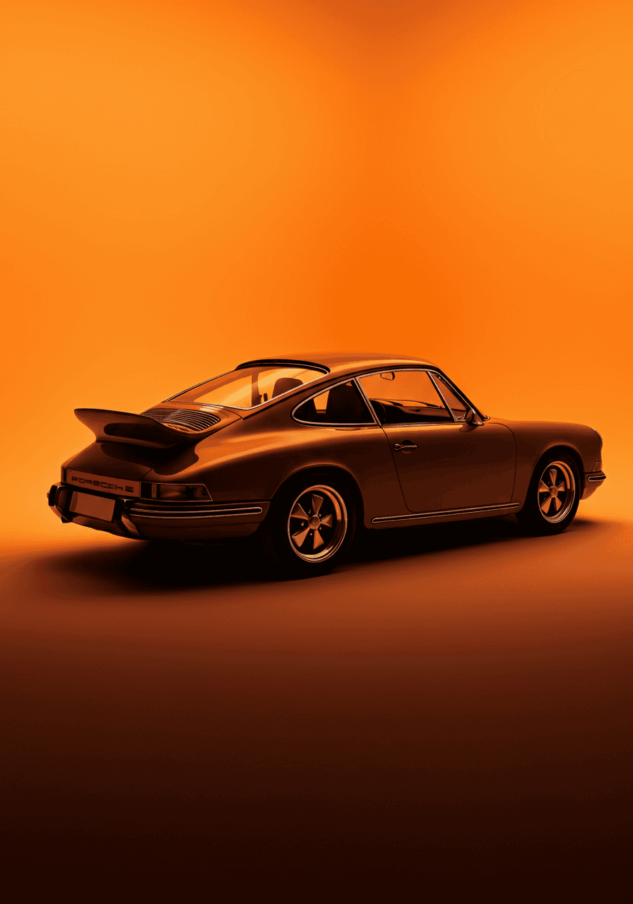 Car against orange backdrop