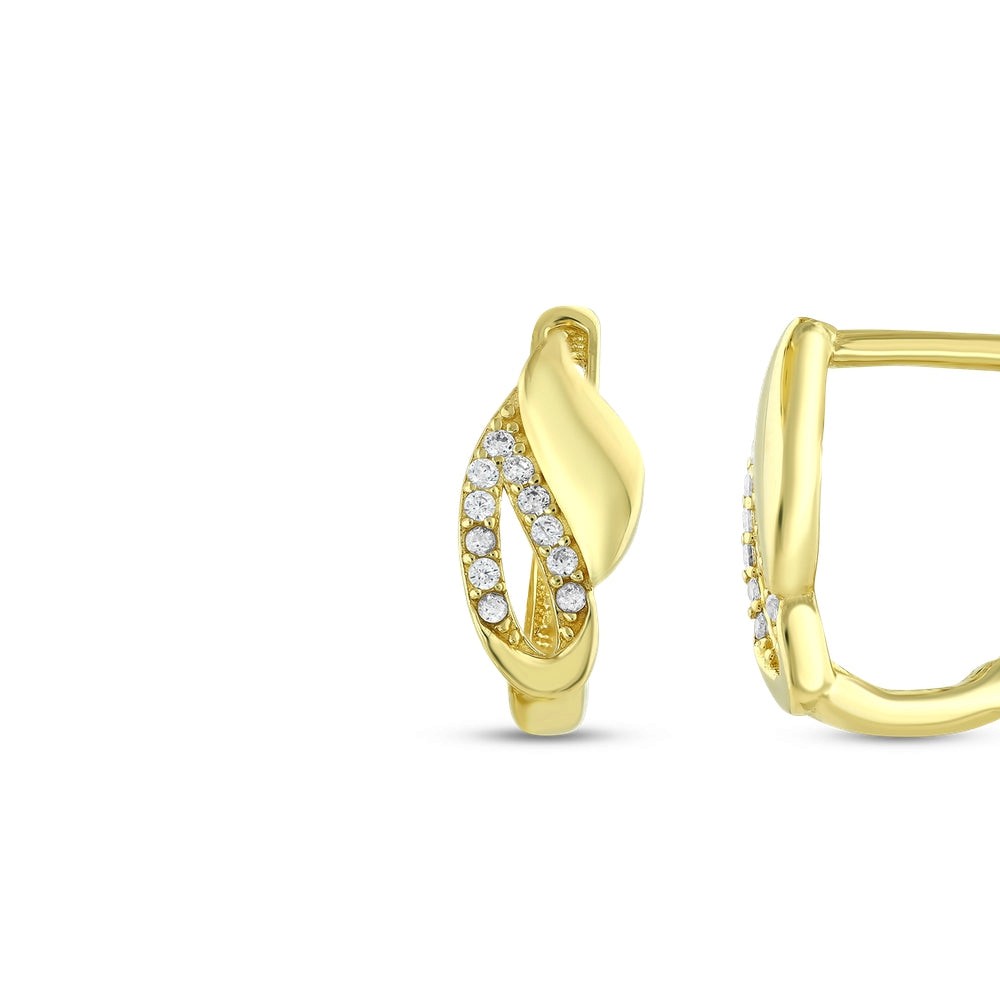 Assos Pırlanta 14 Ayar Altın Tasarım Küpe Şık Modern Takı