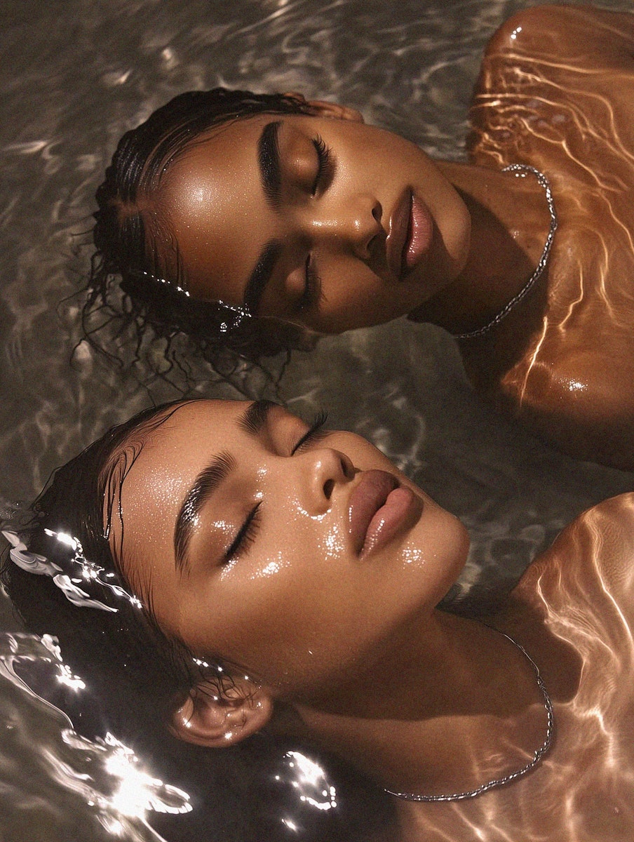 Models portrait in water