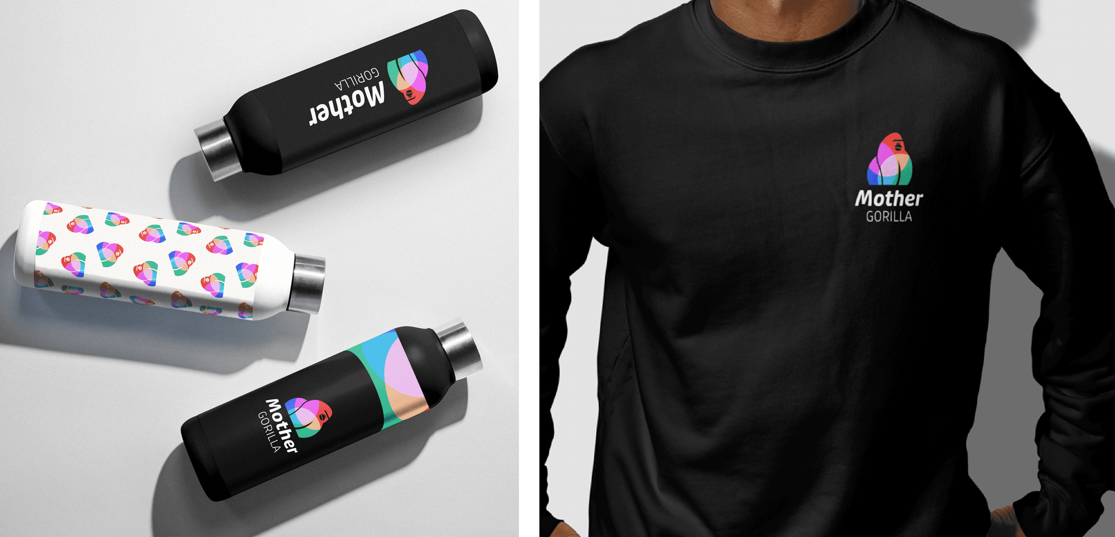 concept of logos on marketing assets like bottles and clothing