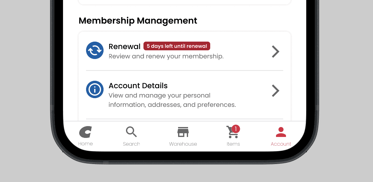 Account page