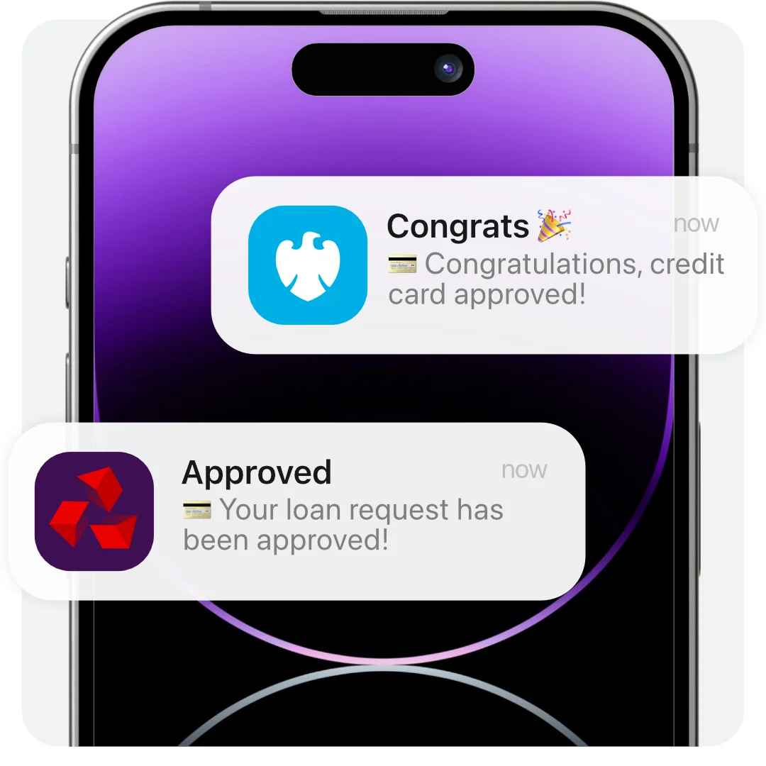 Phone notification highlighting credit building through Boshhh