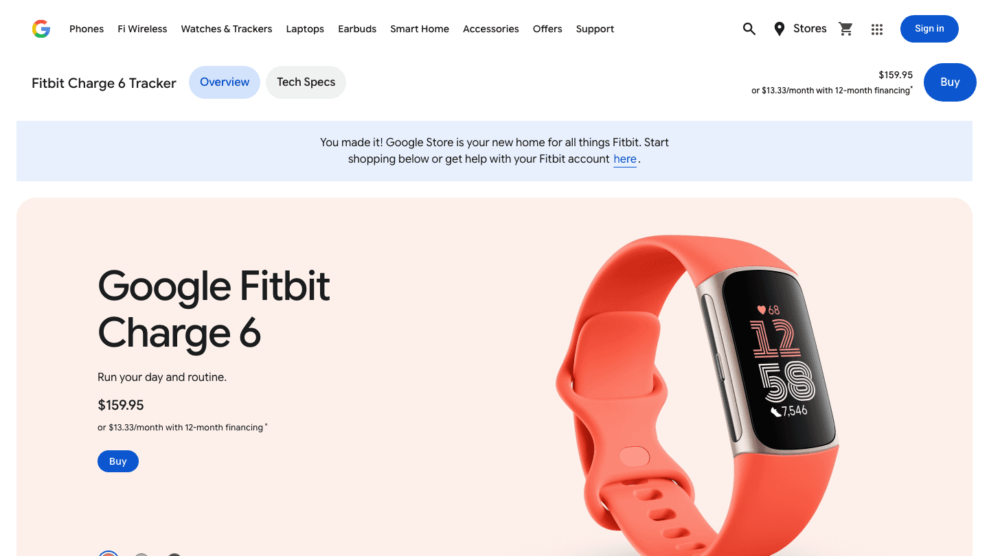 Fitbit Charge 6 product page