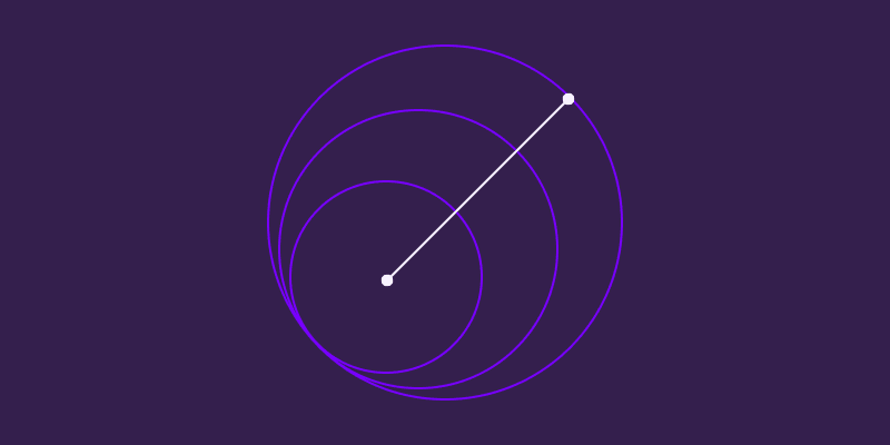 An abstract graphic of concentric circles with an upward diagonal line, symbolizing sales capacity growth and revenue planning over time