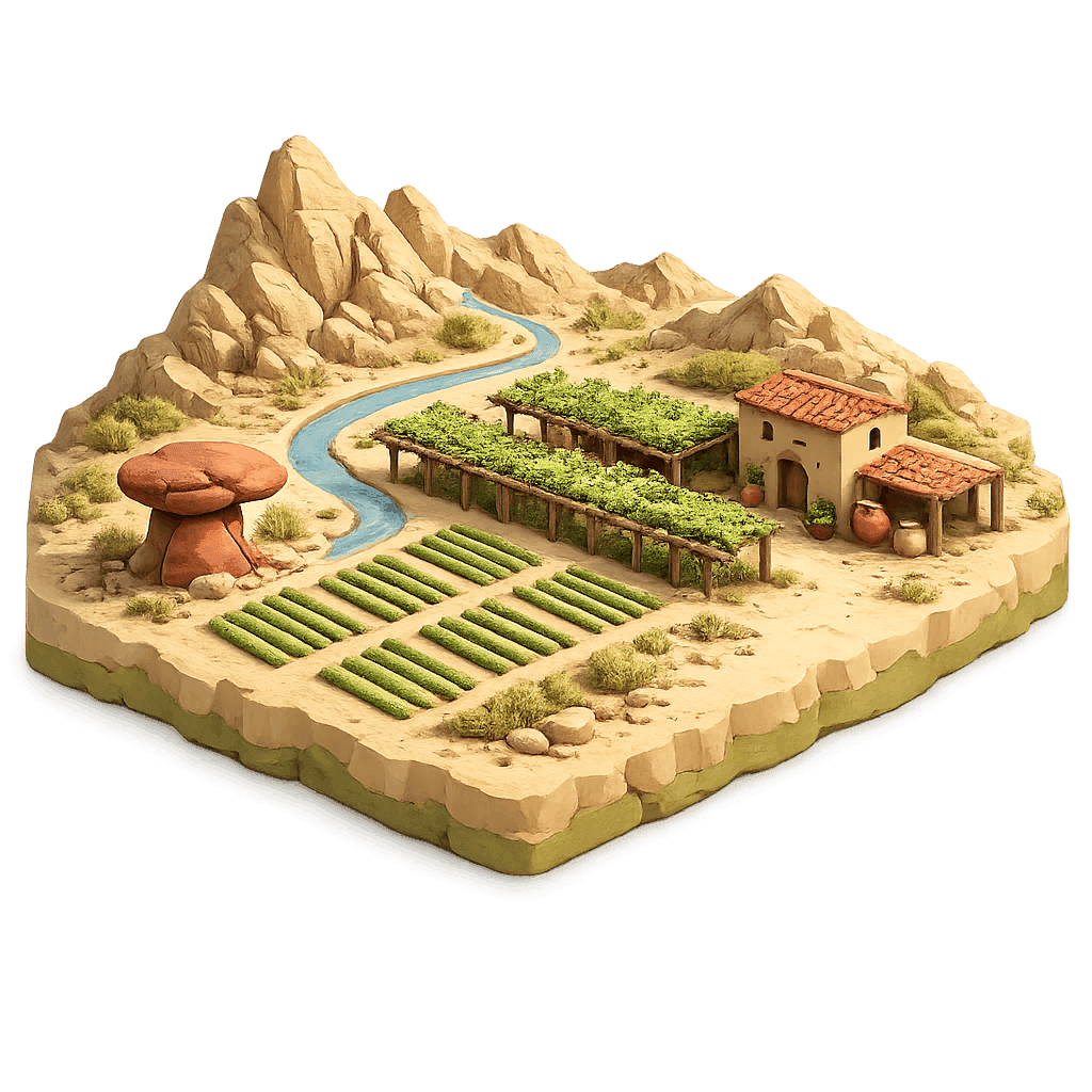 Artistic illustration of the San Juan wine region.