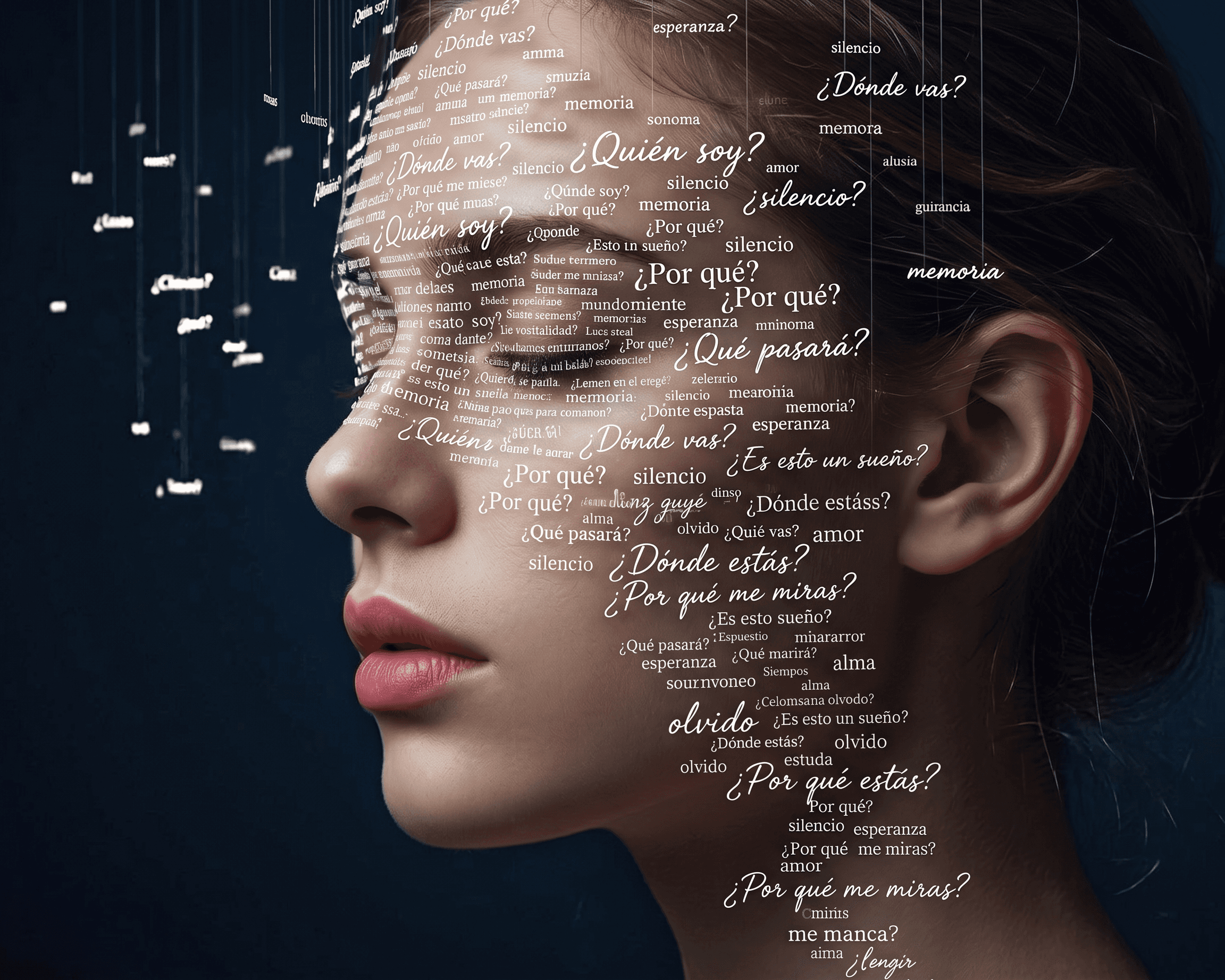 a blue question mark on a pink background