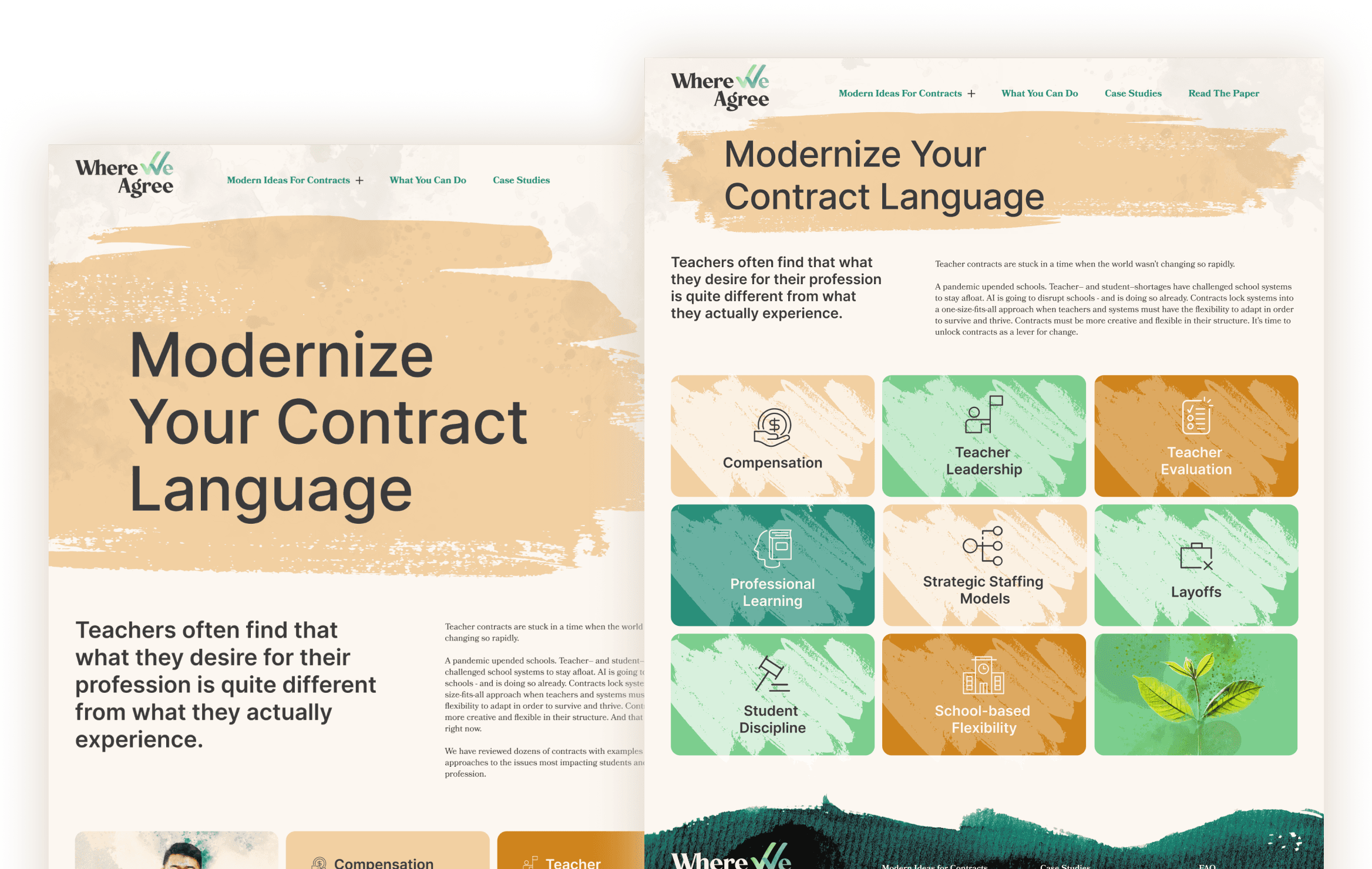 Before and after comparison of the header design, redesigned to reduce vertical scroll