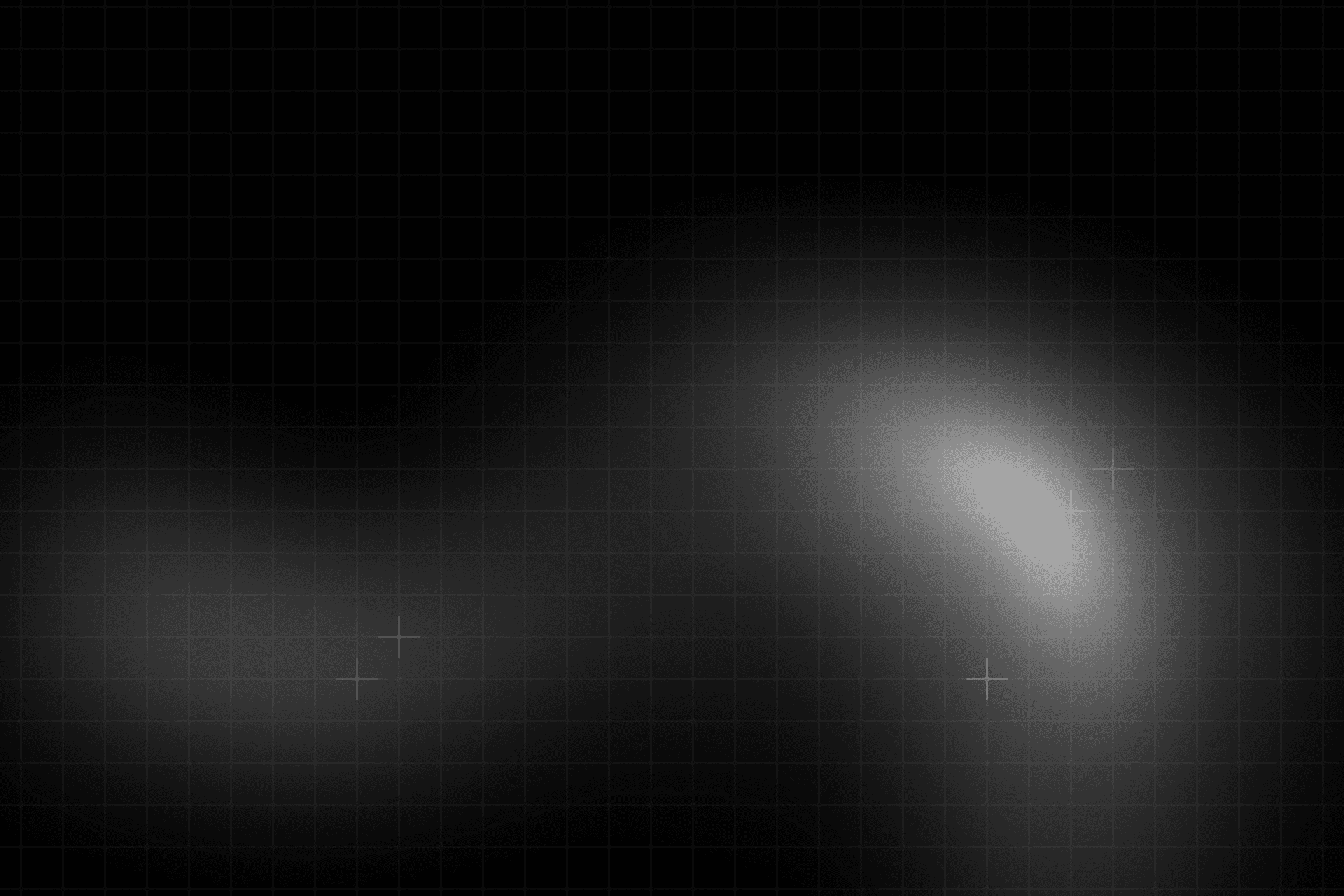 Dark abstract background with a faint grid, soft flowing white light, and sparse four-pointed stars.