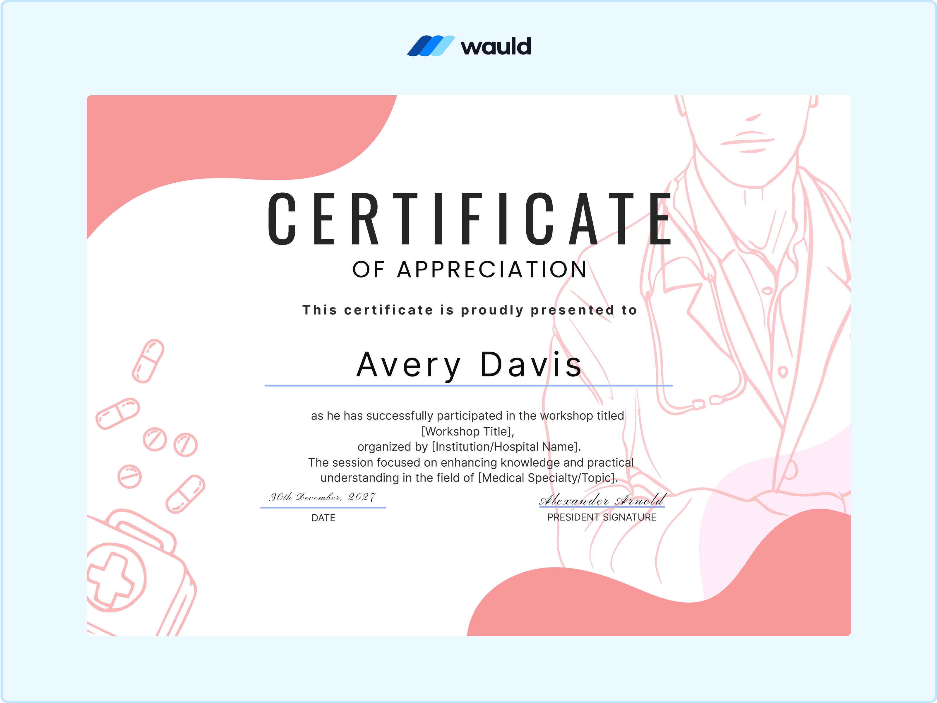 Wauld - A Pink-Themed Medical Certificate Template