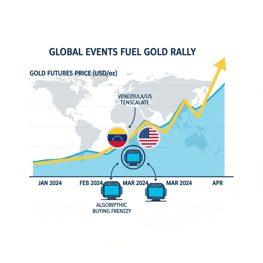 Gold futures price spike after Venezuela event
