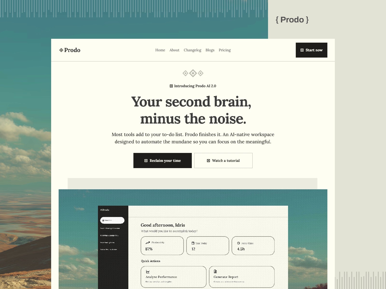 Prodo — 黑白极简现代 AI 产品官网设计灵感
