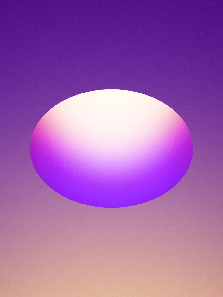 Isolated 3D-rendered pill-shaped gradient object floating on a purple-to-peach gradient background, representing the Circular logo.