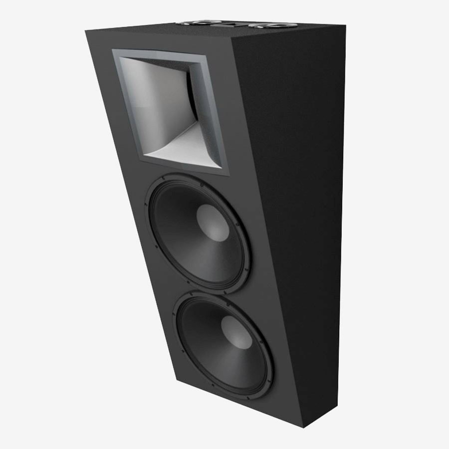 Black speaker with horn tweeter and two woofers