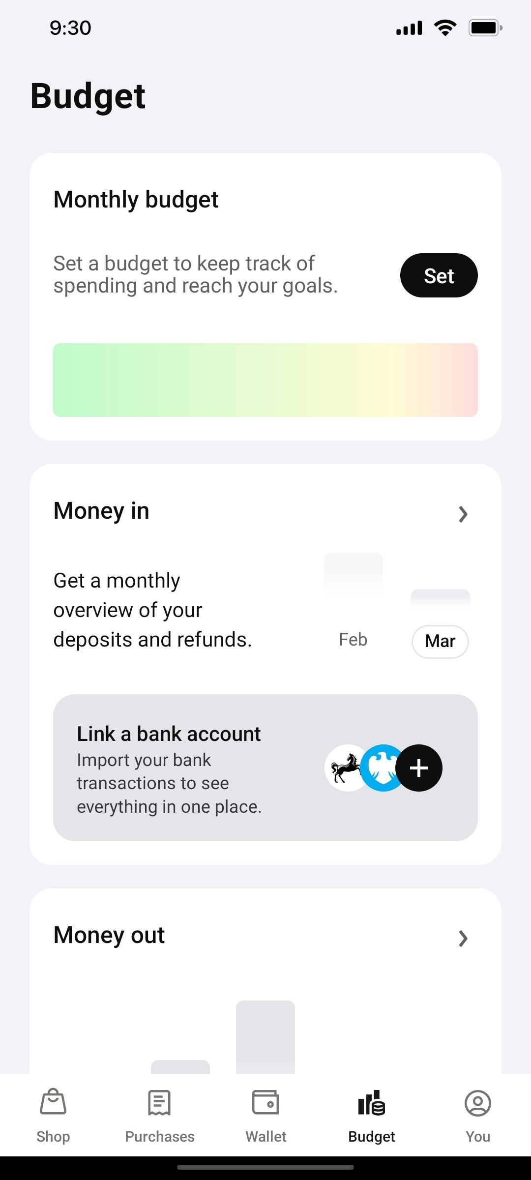 Klarna Budget Page Screen