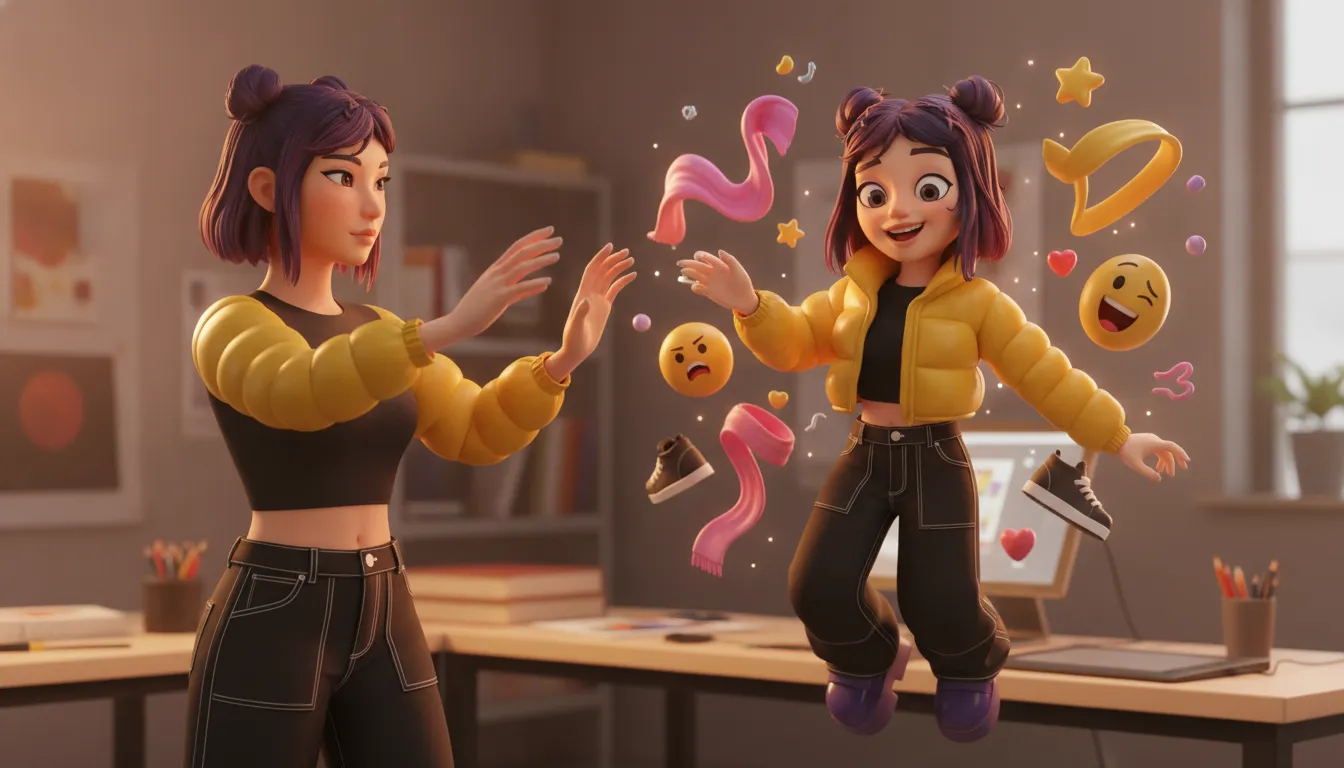 Person shaping an expressive 3D avatar in an avatar editor online