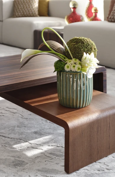 contemporary (مجموعة أثاث متكاملة) living room with central coffee tables