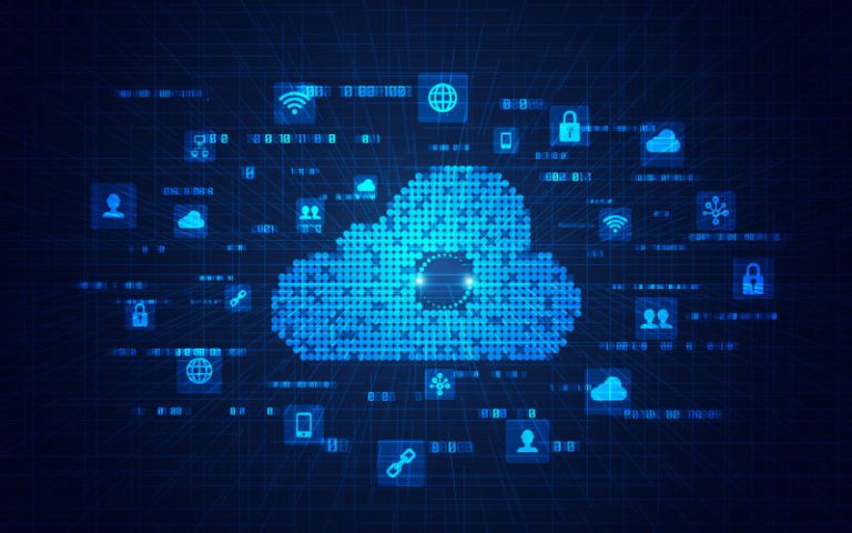 Diagram showcasing the four types of cloud computing services: public, private, hybrid, and multi-cloud.