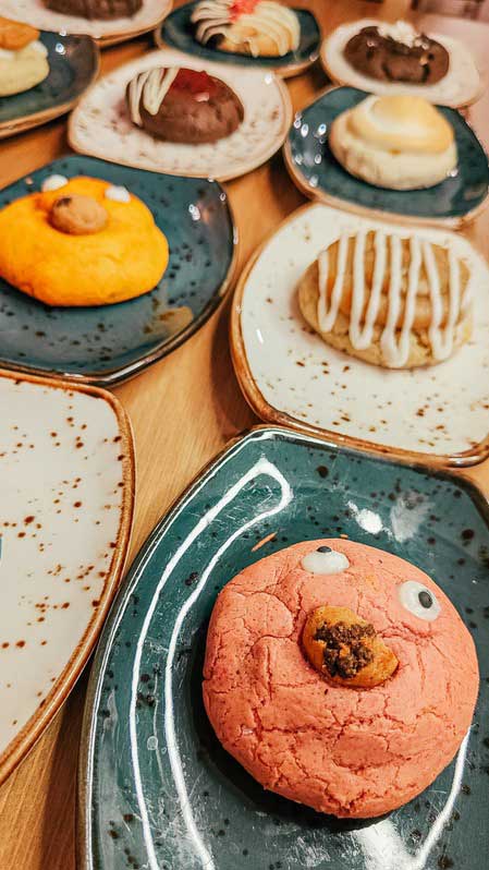Showcasing variety of cookies  on plates 
