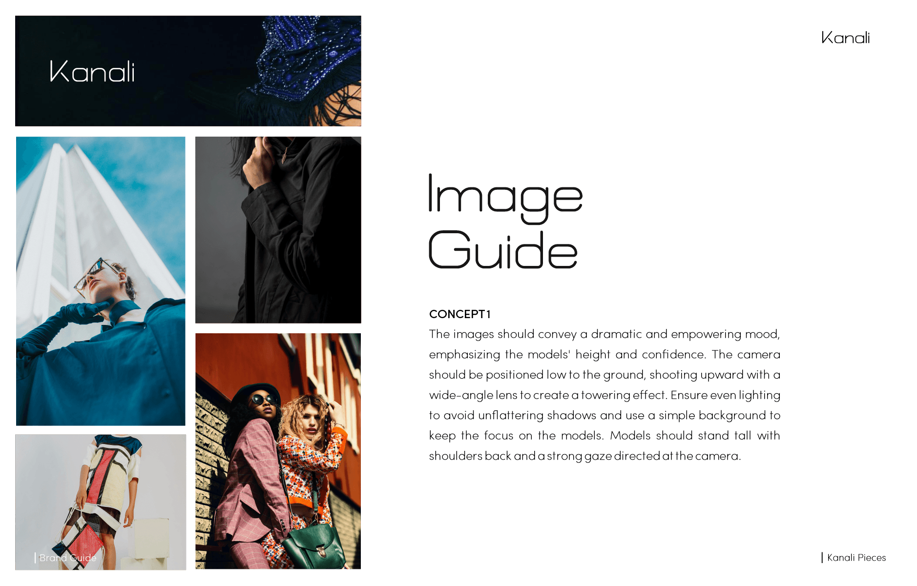 Kanali Brand Identity _ Image Guidelines
Image guide layout featuring a collage of photos with text on the right about image guidelines.